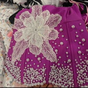 Beautiful pearl and flower evening dress